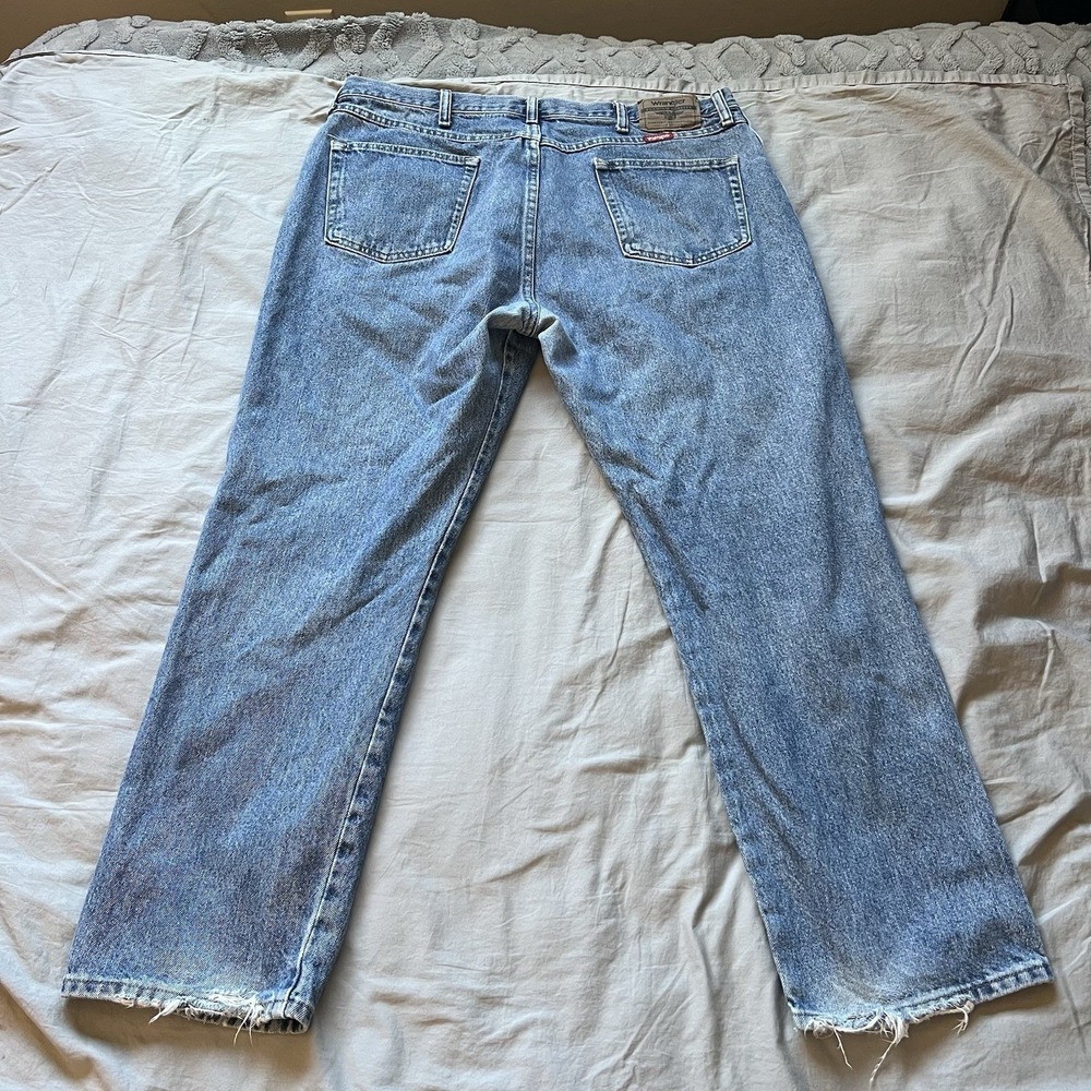 WRANGLER Jeans Mens Regular Fit Straight Leg 40x30 Blue Denim 965T1DS Distressed